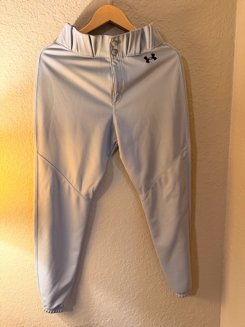 Under Armour Light Gray Baseball Pants with Black Waistband